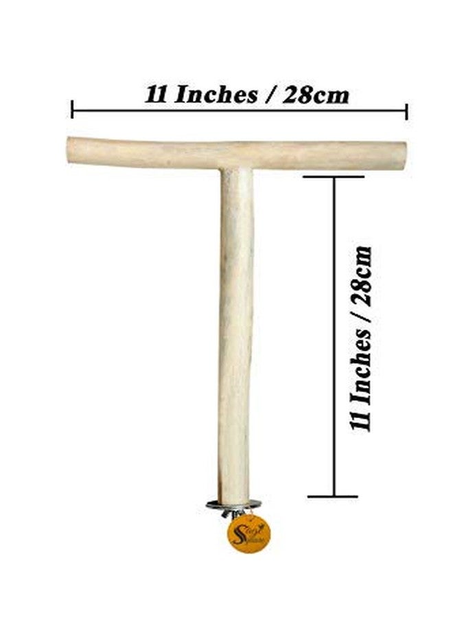 Sage Square Natural Cage Mountable Wood T Perch for Birds, Cage Accessory Toy (11 Inches) - Image 2